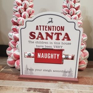 Attention Santa Holiday Wooden Sign-NWT